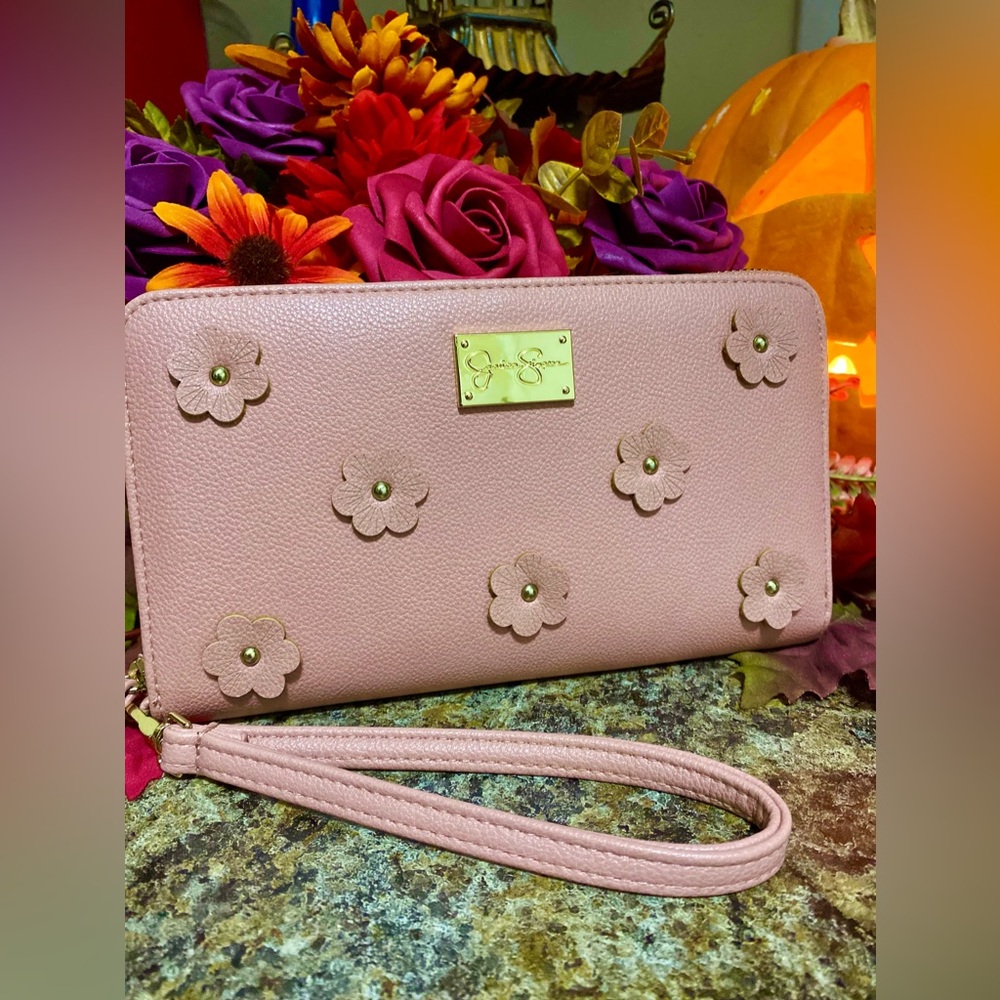 🍁Jessica Simpson Wristlet Phone Wallet Multiple Credit Card Holder-Light Mauve